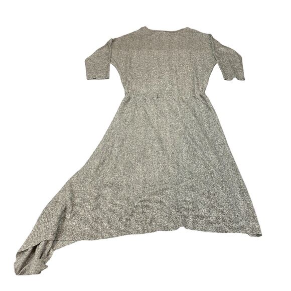 COA Sweater Dress Women's Large Gray Heather Knit Flowy Draped Hem Crew Neck - Picture 3 of 16